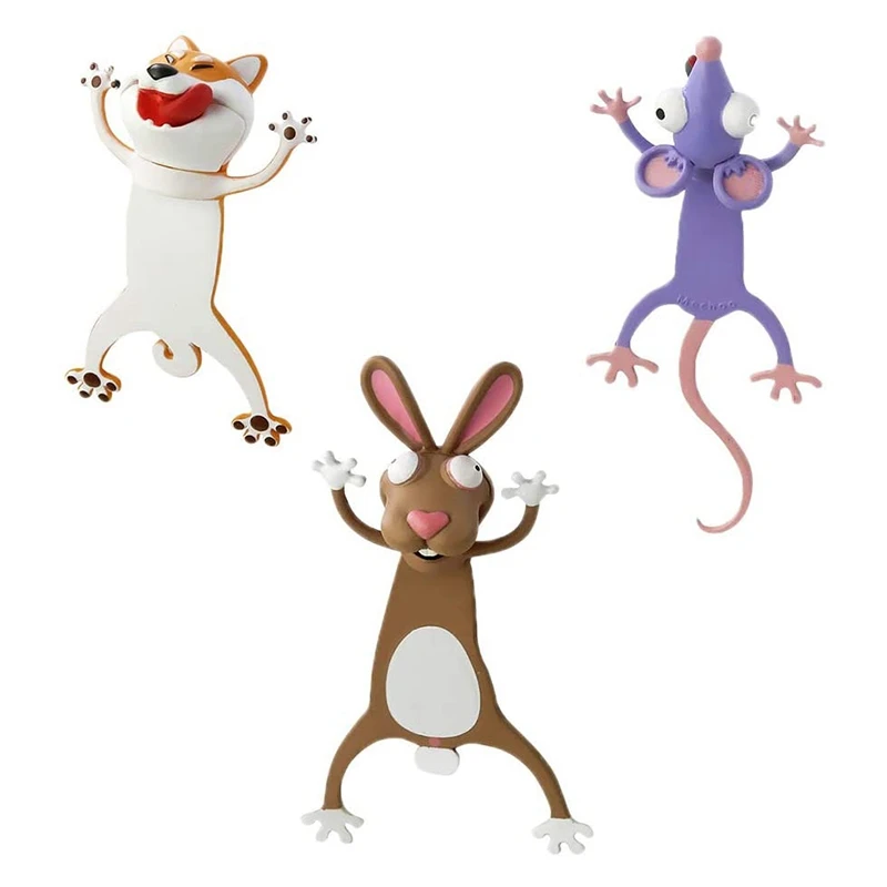 

3PCS 3D Cartoon Animal Bookmark Novelty Cute Funny Wacky Bookmark Book Friend Bookmark for Kids Students Stationery