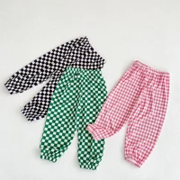 summer children anti mosquito pants boys girls cotton bloomers kids casual plaid sweatpants trousers baby clothes