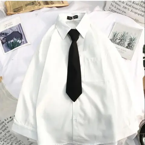 Черно-белые рубашки с галстуком, рубашка на пуговицах, блузка с длинными рукавами, с карманами, уличная офисная одежда, Корейская одежда, повседневный Топ 2022