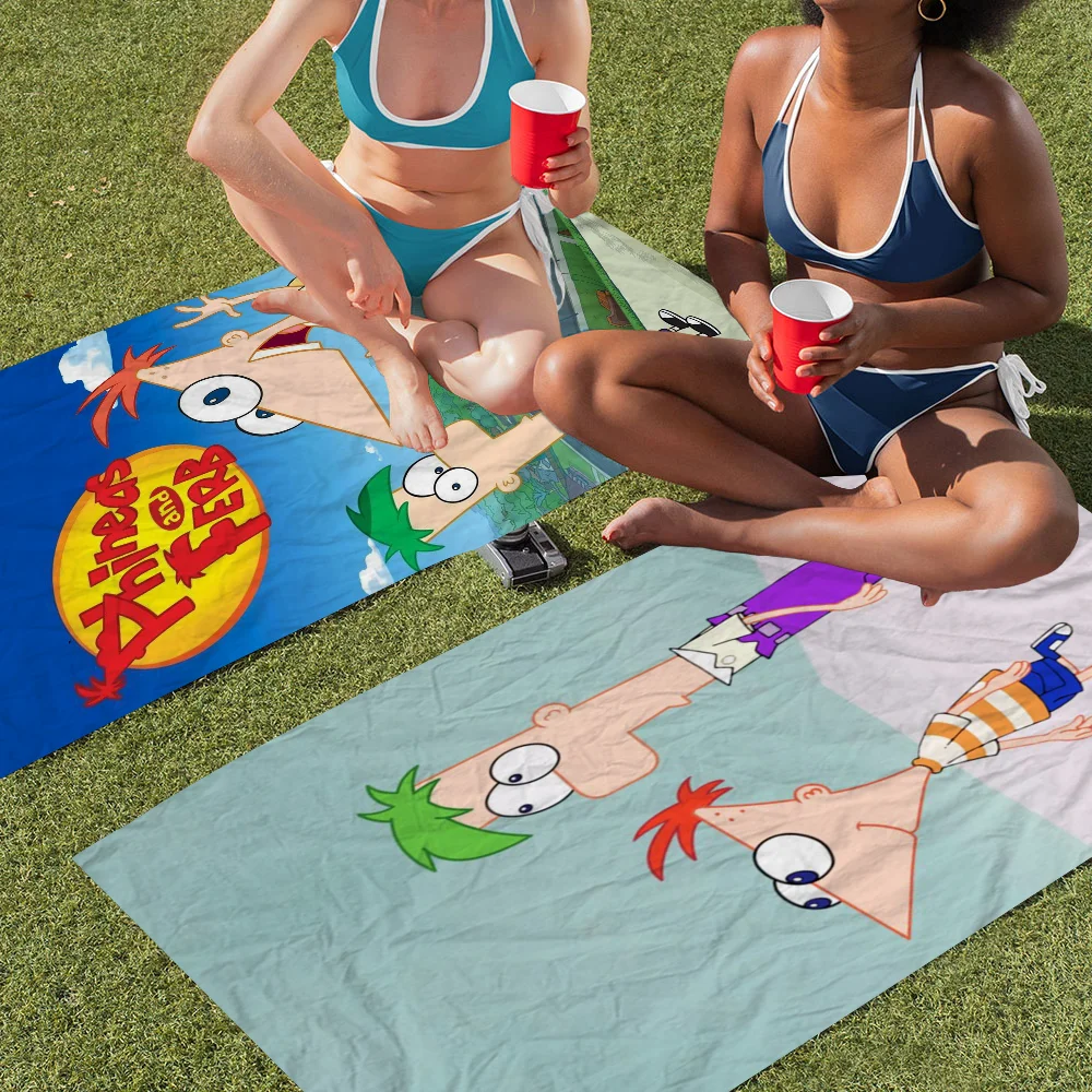 П-фины с героями мультфильмов F-ferbs пляжные полотенца полотенце для душа сауна