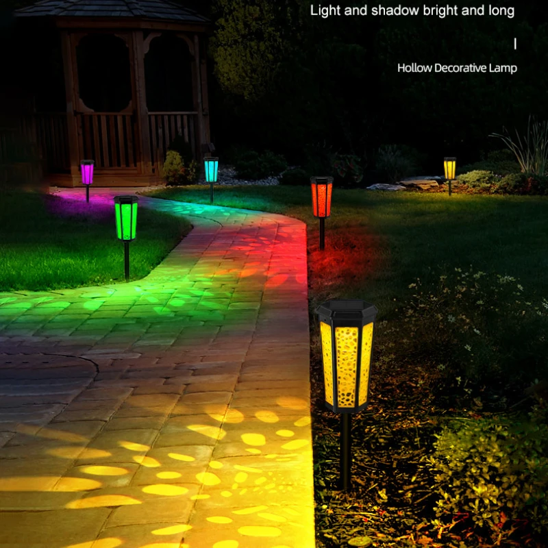 

Garden Lights Outdoor Camping Atmosphere Solar Light IP65 Solar Power Hexagonal LED Lawn Lamp Pathway Courtyard Landscape Light
