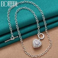doteffil 925 sterling silver whitepurple aaa zircon heart pendant necklace to chain for women fashion wedding charm jewelry