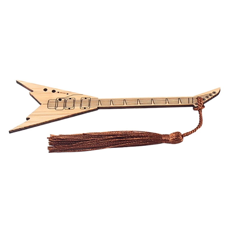 

for Creative Musical Instrument Shaped Bamboo Bookmarks Book Markers Office School Stationery Children Birthday Gift