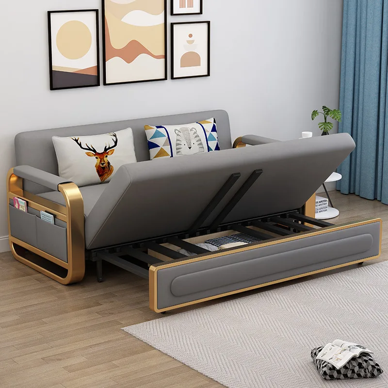 

Luxury sofa bed multifunctional foldable single and double-use living room lunch break push-pull technology cloth apartment