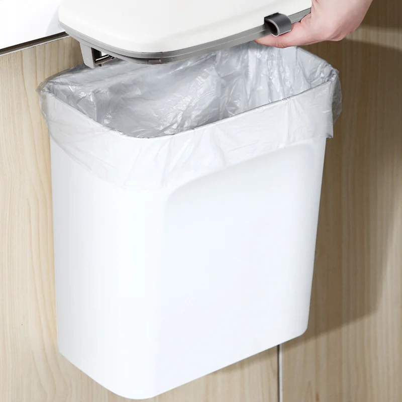 

Living Room Cover Trash Can Bathroom Office Wall Mounted Dustbin Toilette Trash Can Rectangle Recycled Cozinha House Accessories