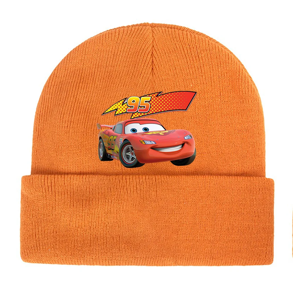 Pixar Cars Lightning McQueen Wool Blends Soft Warm Beanie Knitted Caps Children Adult Cover Head Cap Traveling Ski