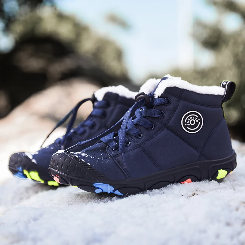 

Winter Boy Shoes Children Snow Boots Warm Cotton High Top Sneakers Outdoor Luxury Designer Running Sports Tennis Shoes for Boy