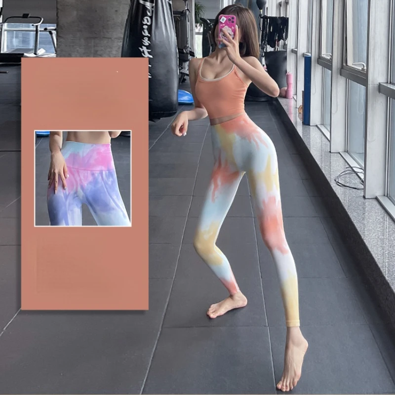 

2022 New Pattern Yoga Pants Spring and Autumn Colored Nude Hip Lifting and Wearing Dance Non Embarrassing Line Fitness Pants