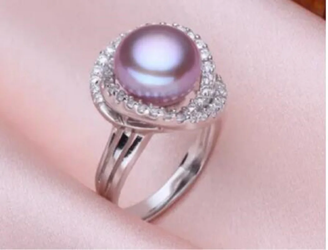 

Natural beautiful Perfect Round AAA 10mm Akoya White Pearl Ring 8#