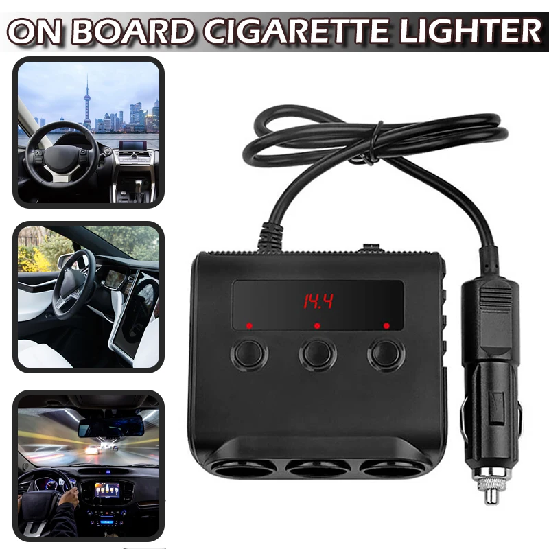 

Mayitr 1pcs 3-Way TR12 Car Cigarette Lighter 100W Dual USB LED Cars Fast Charger Adapter Multi Socket Splitter Adapters