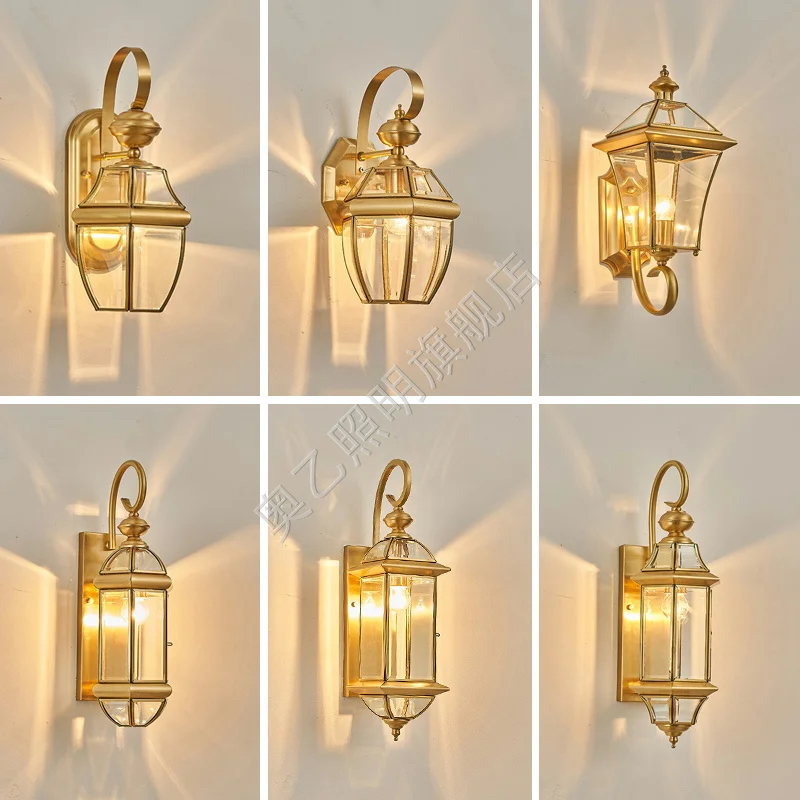 

European-style All-copper Living Room Balcony Garden Wall Lamp Waterproof Outdoor Wall Lamp Corridor Aisle Lamps