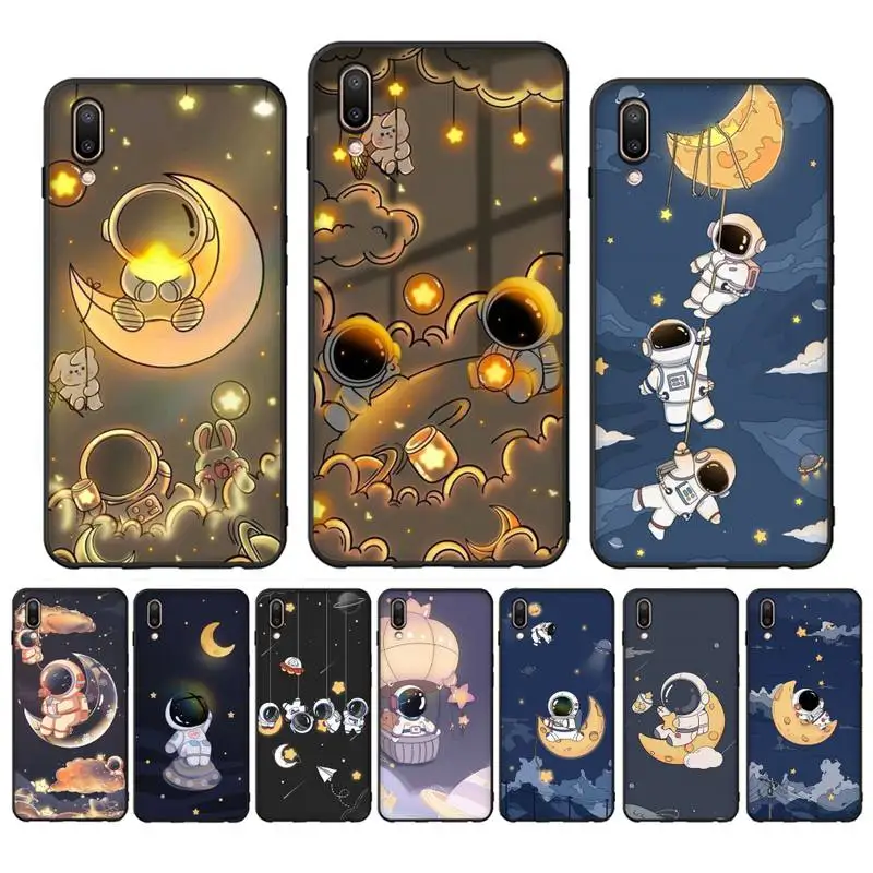 

Cute Astronaut Phone Case for Vivo Y91C Y11 17 19 17 67 81 Oppo A9 2020 Realme c3