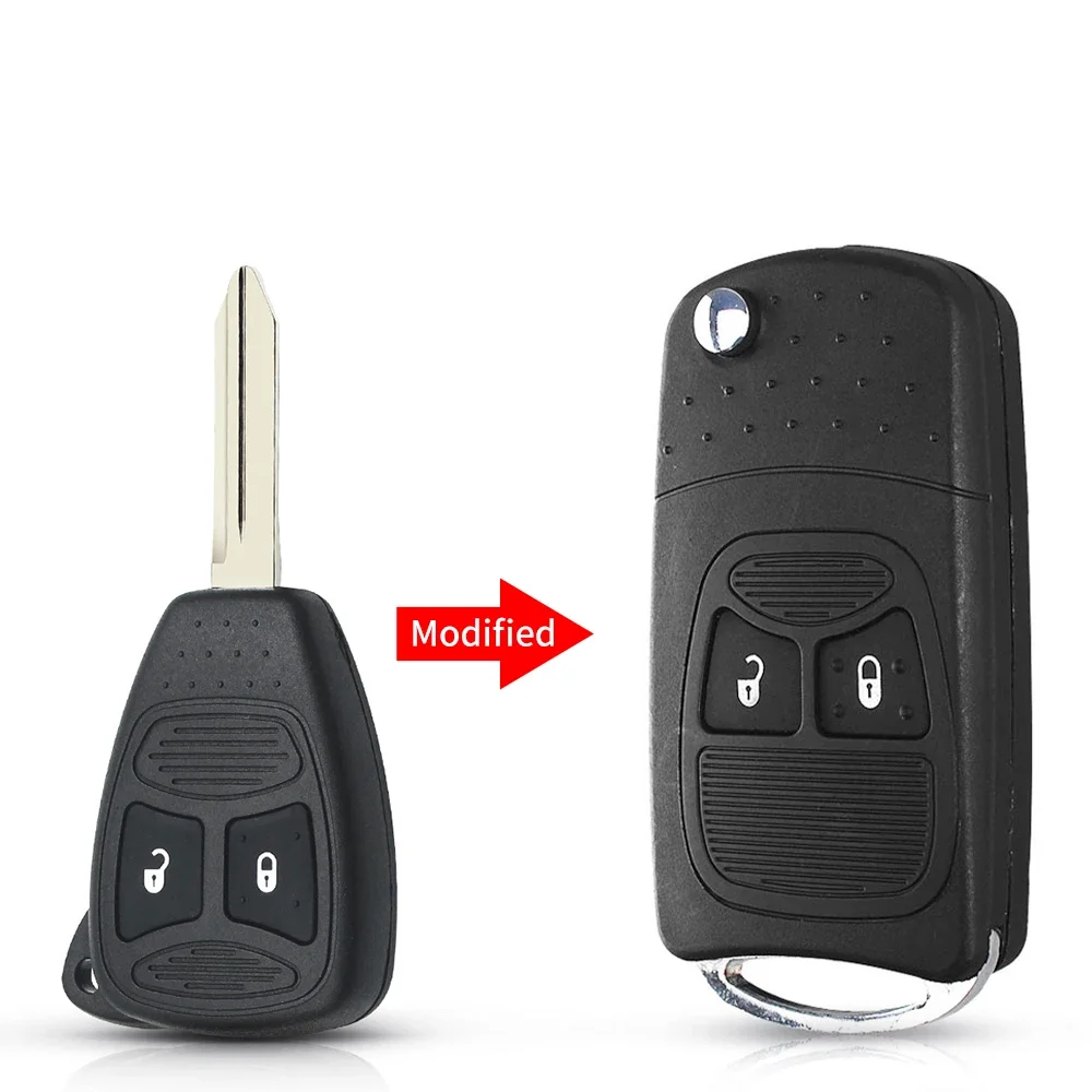 

KEYYOU 1 шт. модифицированная версия для Chrysler Jeep Compass Wrangler Patriot Fob Flip 2 кнопки складной чехол для ключей от машины
