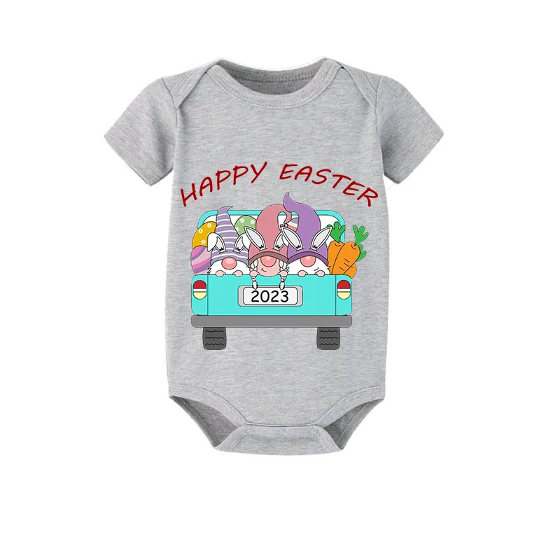 Easter Family Matching Pajamas Exclusive Design Happy Easter Gnomies Car Gray Pajamas Set