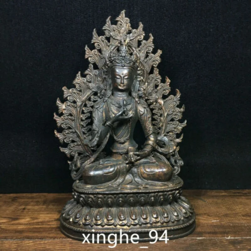 

Ancient Tibetan Buddhism Temple Dynasty Bronze Gilded Warger Lhasa Teva Statue