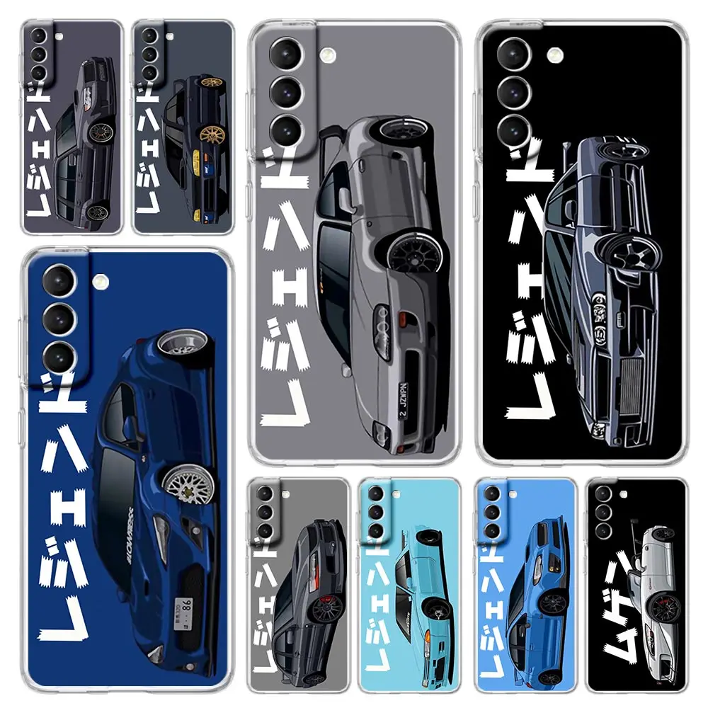 

JDM Tokyo Drift Sports Car Phone Case For Samsung Galaxy S22 S21 S20 FE Ultra 5G S10 S10E S9 S8 Plus Note 10 20 Soft Clear Cover