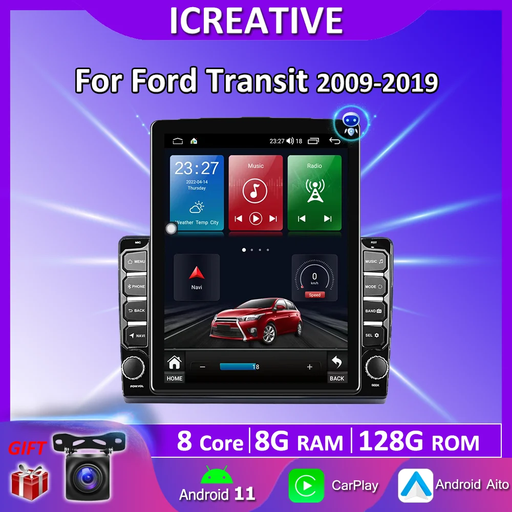 

Icreative 4G 8G 128G LTE Android 10 Carplay For Ford Transit 2009-2019 9.7" Tesla Screen Vertical Style GPS Multimedia Player