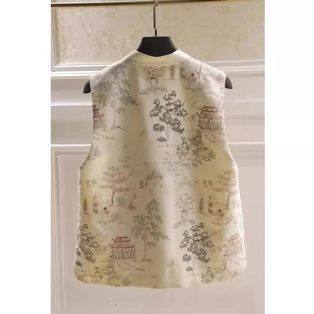 Винтажный женский жилет ручной работы в стиле дзен с вышивкой топ без рукавов