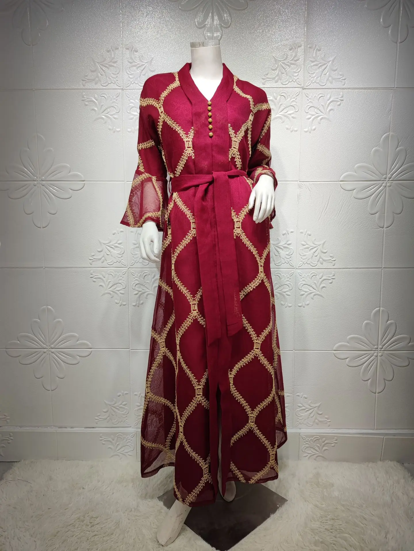 Eid Abaya Turkey Muslim Dress Women Mesh Embroidery Dubai Evening Dresses Jalabiya Moroccan Kaftan Islamic Clothing Arabic Oman