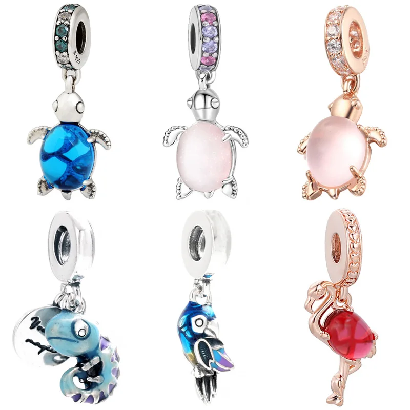 

Подвеска из серебра 925 пробы в виде морской черепахи, Хамелеона, джунглей, рая, попугая