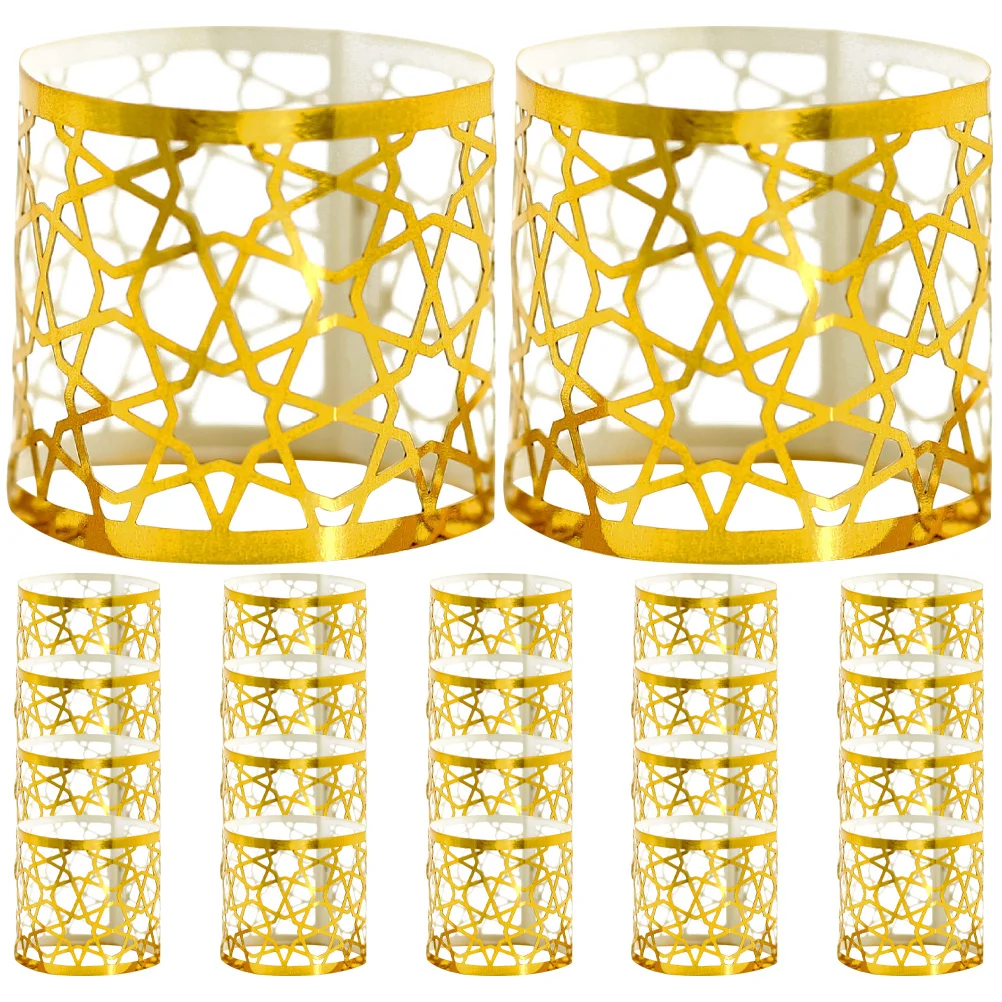 

Napkin Rings Ring Round Gold Hollow Buckle Party Holiday Holders Out Metal Design Exquisite Delicate Serviette
