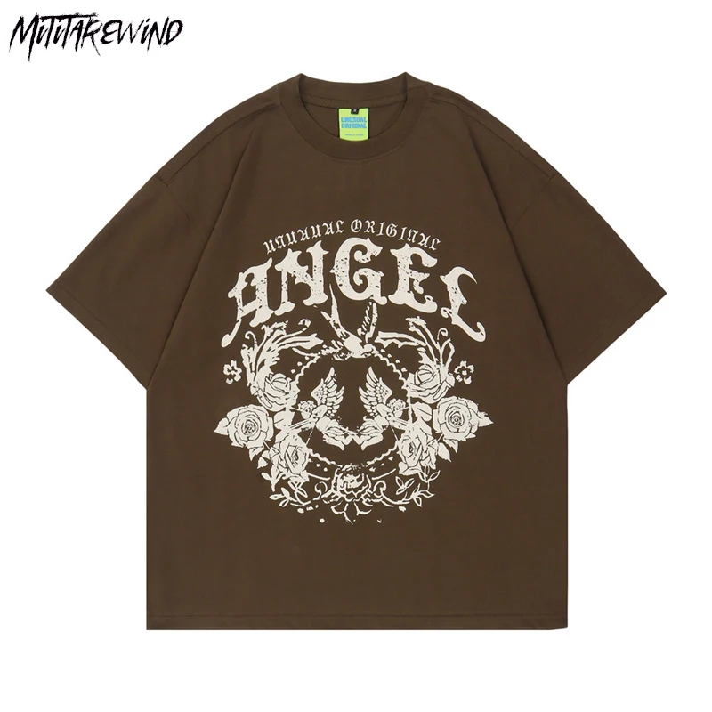 

Футболка мужская с цветочным принтом, хлопковая, с рукавом до локтя