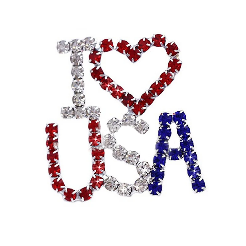 Fashionable 4th of July I LOVE HEART USA Brooch Pin for Independence Day Jewelry