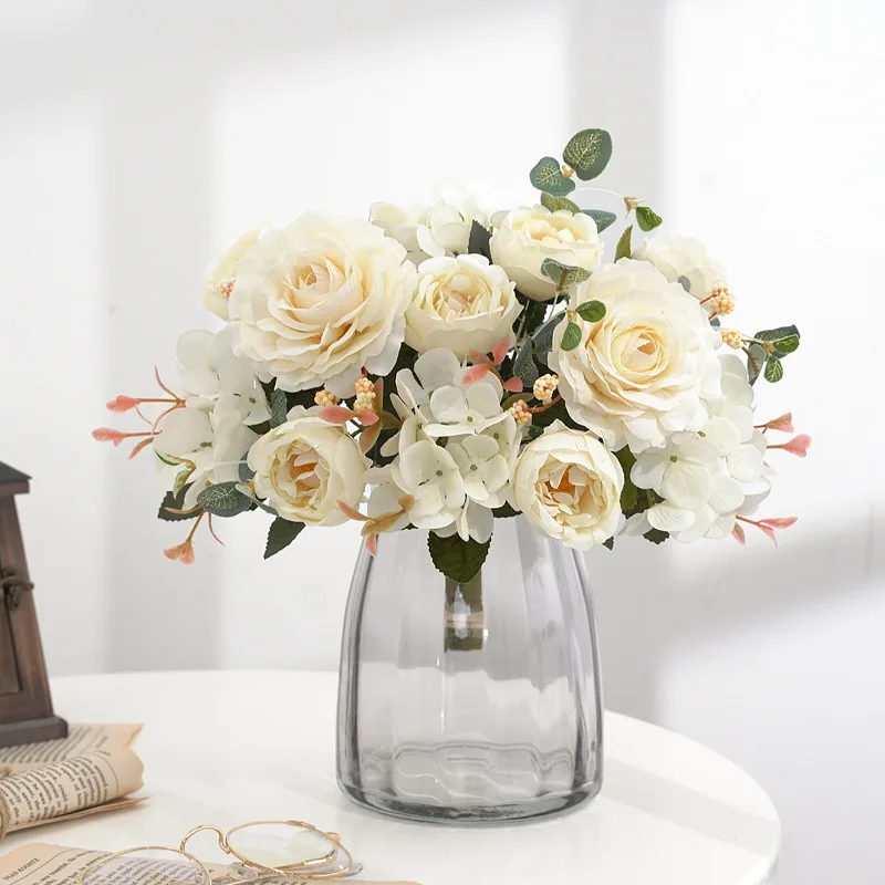 6 heads Artificial Flowers Hydrangea Retro Color Peony Bouquet Fake Flower for Christmas Home Wedding Decoration 1 Bunch |