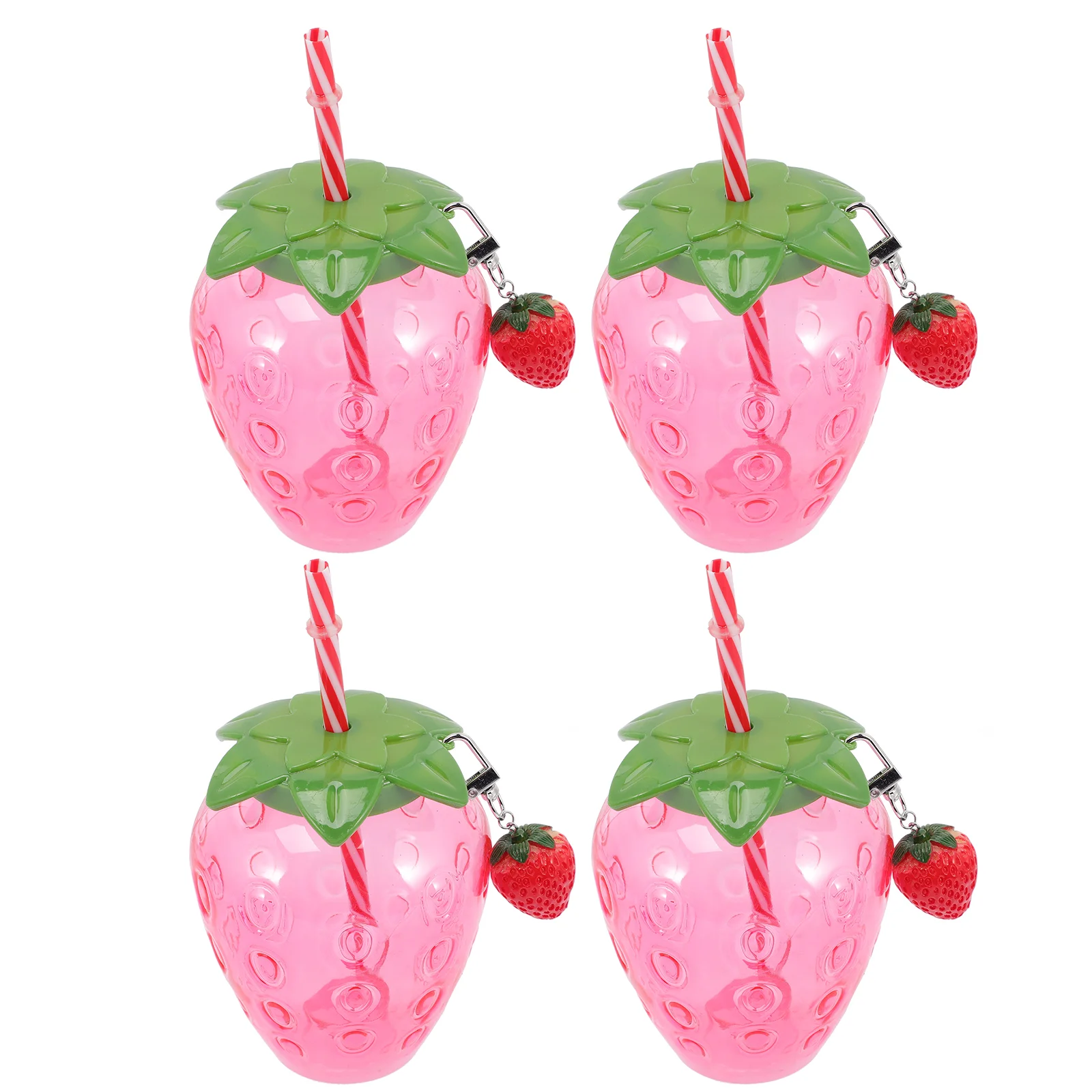 

4 Pcs Strawberry Sippy Cup Kids Plastic Water Bottle Cups Milk Drinking Bottles Student Beverage Students Banquet