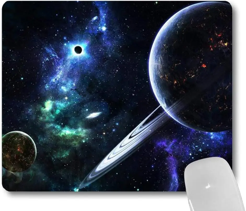

Awesome Space Planets Rectangle Mouse Pad 9.7X7.9 Inch Non-slip Rubber Mouse Pads Blue Galaxy for Computer Laptop Office