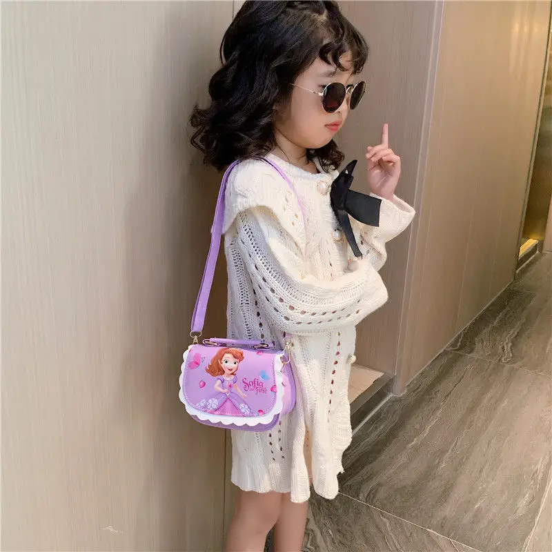 Disney Frozen Princess Shoulder Bag for Girl Kid Cute Cartoon Crossbody Bag Waterproof Large Capacity Portable Mini Bag