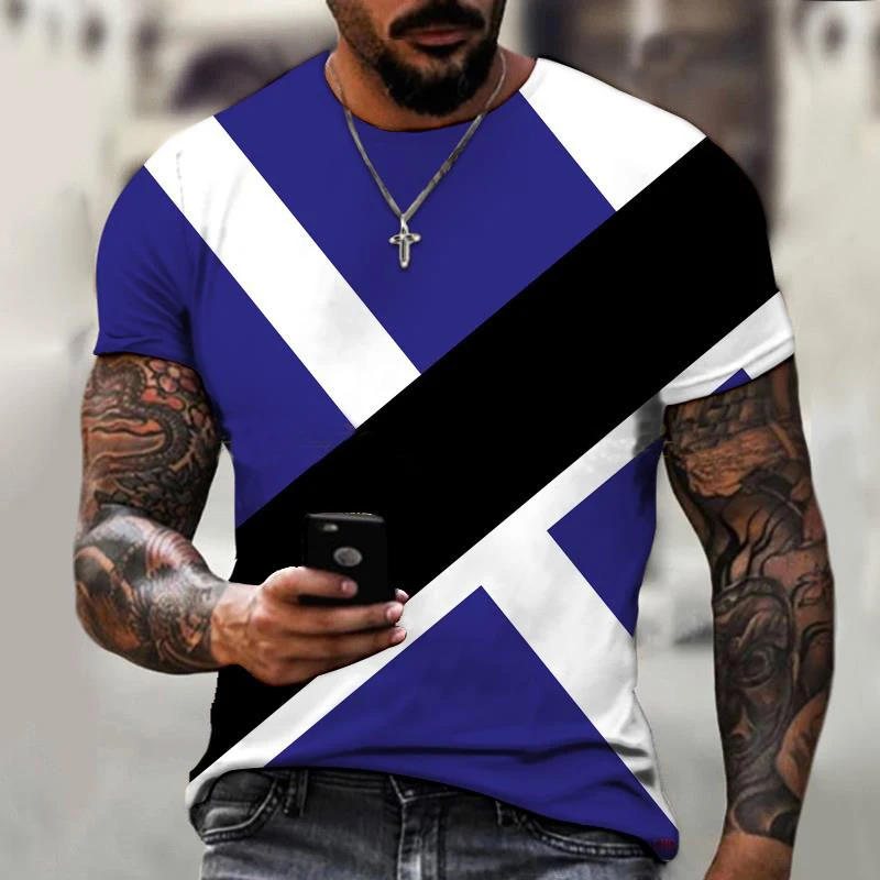

Summer 3D Printed Mens Oversized T Shirts Fashion Patchwork Mens Streetwear O Neck Casual Retro Short Sleeves