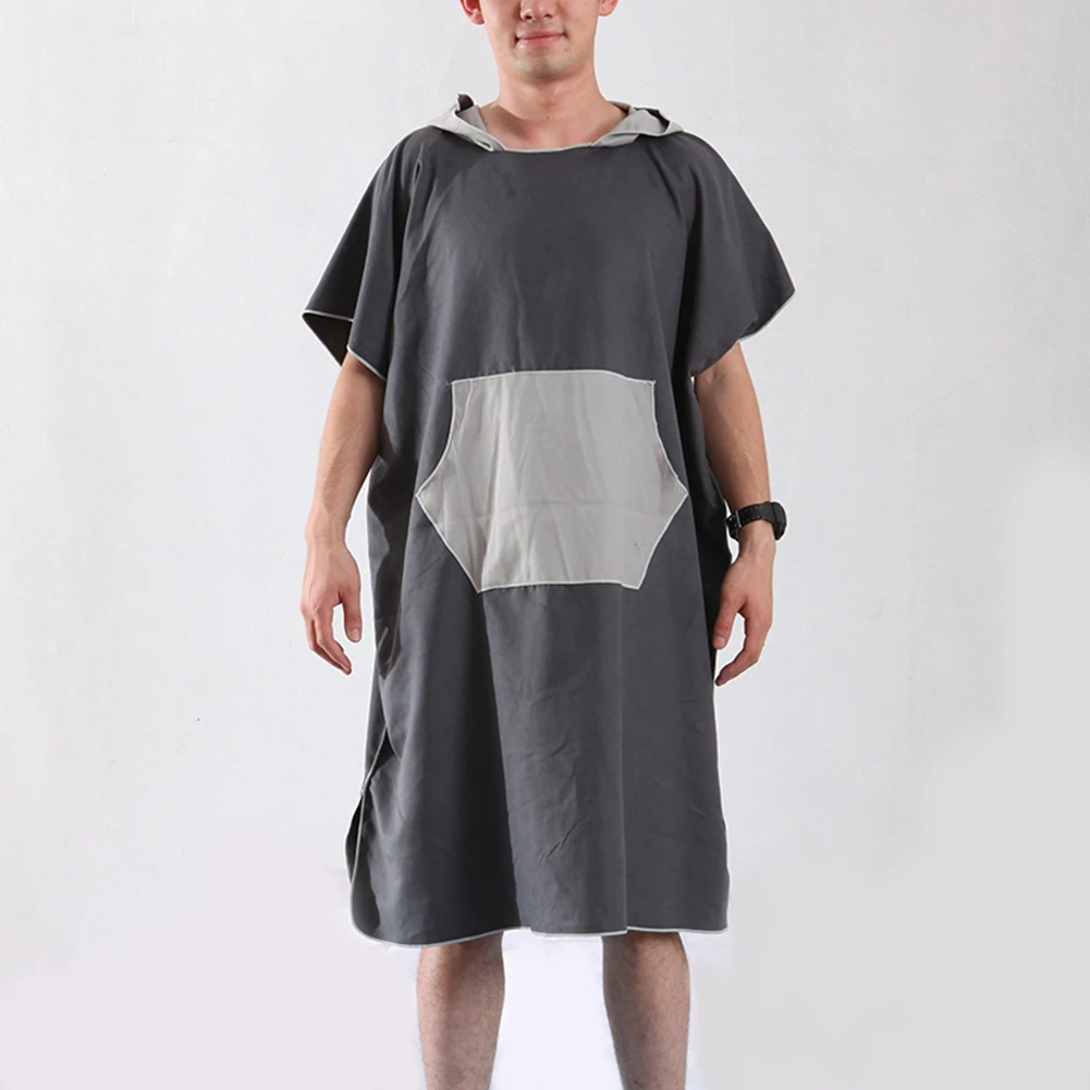 

Пляжное пончо с капюшоном, свободное полотенце с капюшоном для серфинга, для взрослых, женщин и мужчин, сменный халат из микрофибры для плав...