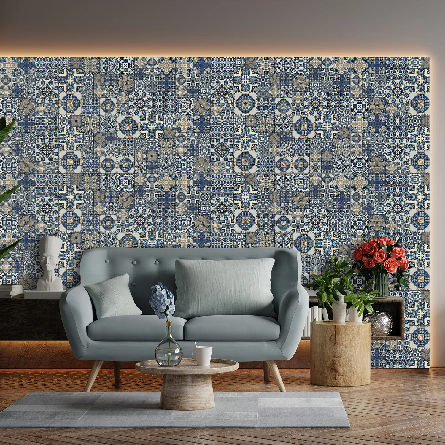 

DIY Three-In-One Creative Ceramic Tile Wall Paste Kitchen Bathroom Living Room Decorative Sticker Waterproof Oil-Proof Retro Eur