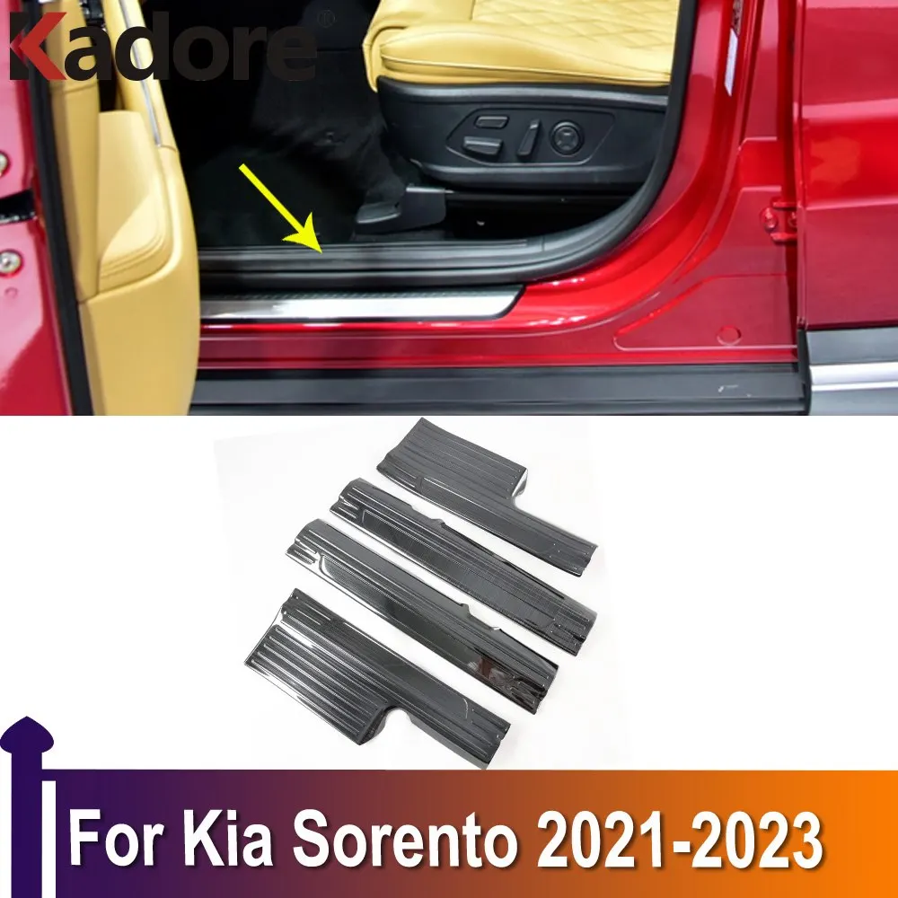 

For Kia Sorento 2021 2022 2023 Car Inner Door Sill Threshold Scuff Cover Plate Pedals Trim Pads Accessories Sticker