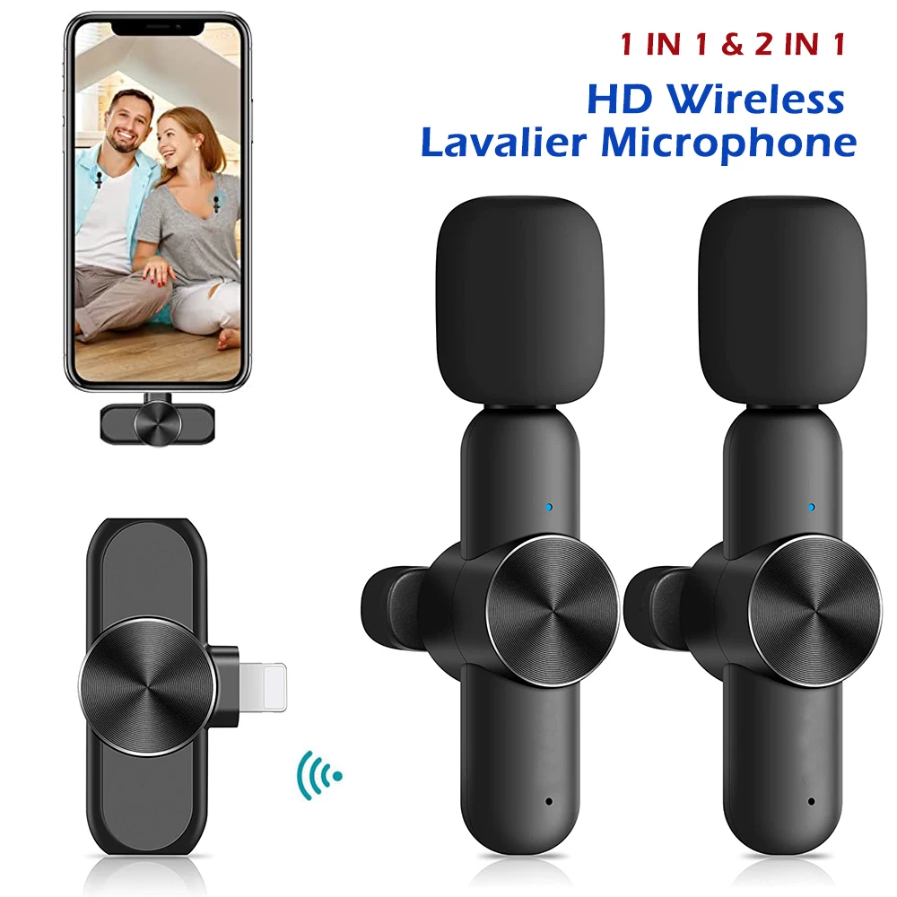 Wireless Lavalier Microphone Audio Video Recording Portable Mini Mic for Android iPhone Gaming Live Broadcast Phone Microfonoe