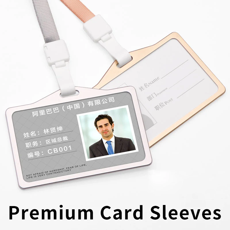 

Fashion Card Cover Women Aluminum Alloy Work Name Card Holders Business Work Card ID Badge Lanyard Holder Metal Bags Case