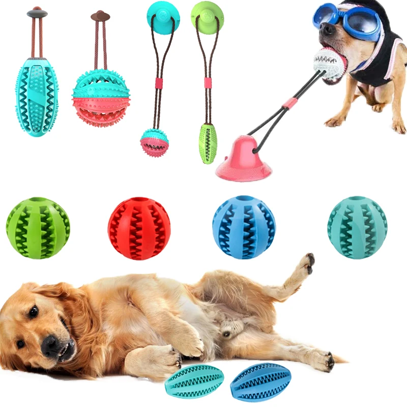 

Toys for Indestructible Dogs Silicon Suction Cup Tug Interactive Dog Ball Toys Slow Feeder Pet Chew Bite Tooth Cleaning Pet Toys