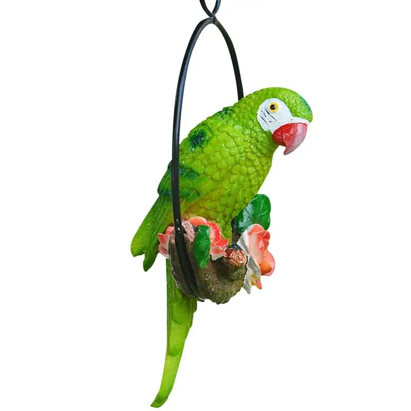 

Parrot Hanging Decor Resin Parrot Statues For Outside Bird Decoration With Iron Ring Parrot Statue For Tree Lawn Garden Porch