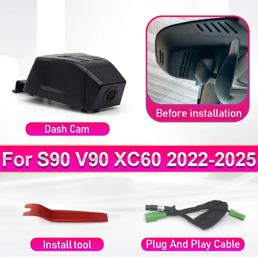 

Видеорегистратор 4K Plug and Play для Volvo XC40 XC60 XC90 S60 V60 S90 V90 V40 S80 XC70 Polestar 2, автомобильный видеорегистратор, Wi-Fi, регистратор для вождения