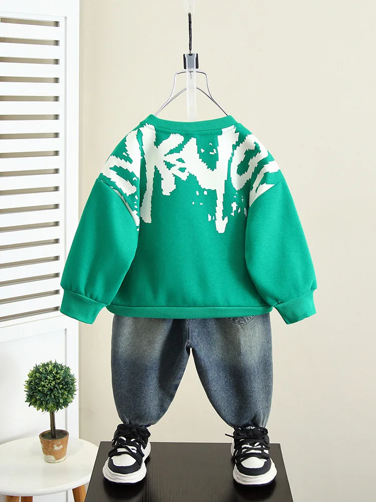 Весенне-осенняя модная одежда для мальчиков костюмы детский свитшот маленьких +