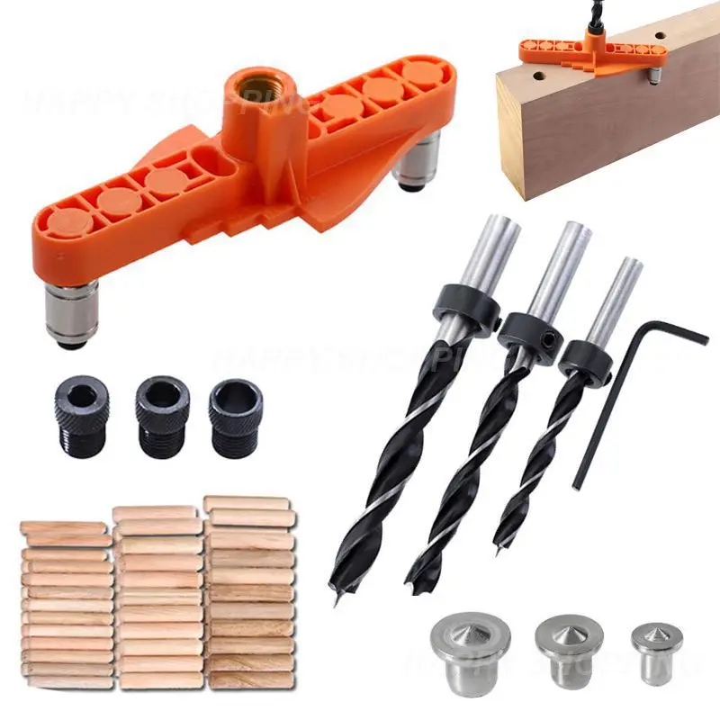 

Portable Quick Woodworking Dowel Jig 6/8/10mm Drill Bit Drilling Locator Wood Dowelling Centering Drill Guide Kit Hole Puncher