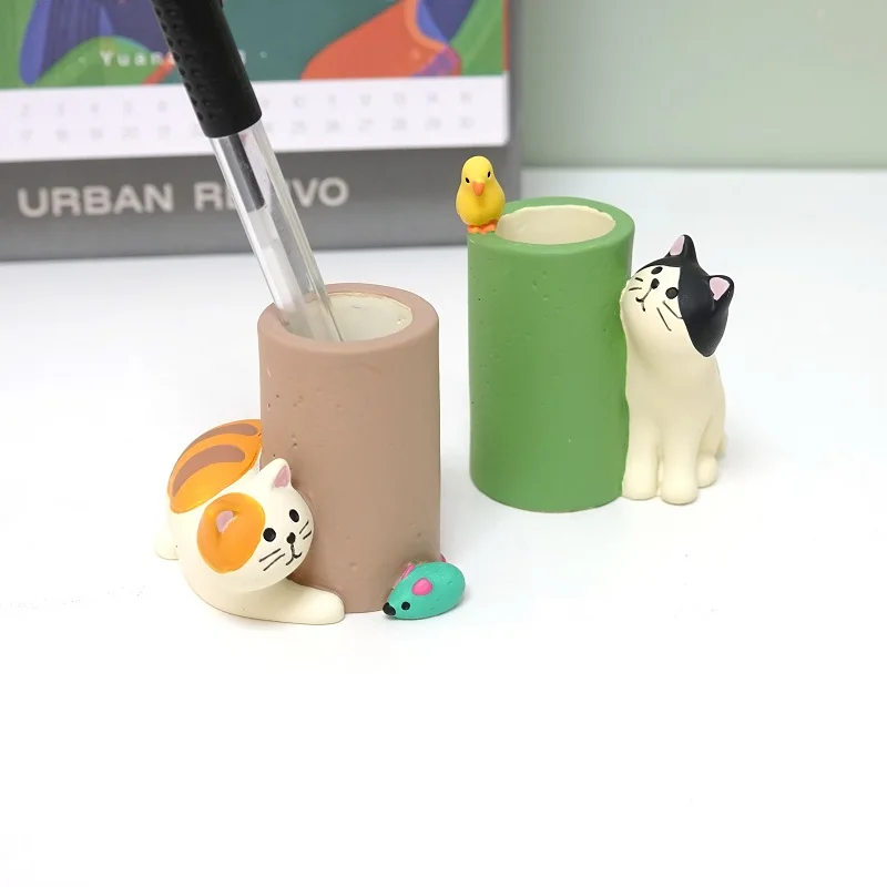 Holder 1 Pencil Stand Container Storage Office Stationery Cat Ornaments Bird Japanese 1 Pen Stand