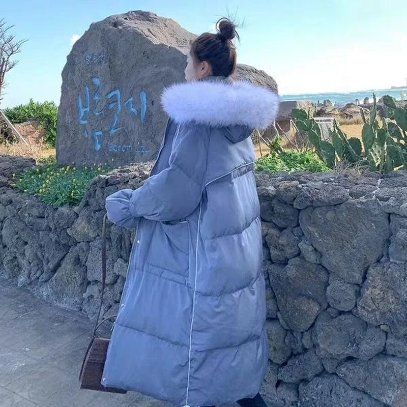 Women's Winter Coat Long Hooded Padded Jacket Warmth Parka Jacket Large Fur Collar Korean Fashion Student Wholesale Loose New