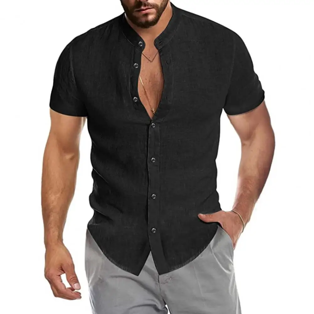 

Summer Casual Cotton Linen Men Slim Shirts V-neck Long Sleeve Loose Tee Shirts Solid Color Street Wear Blouse Tops