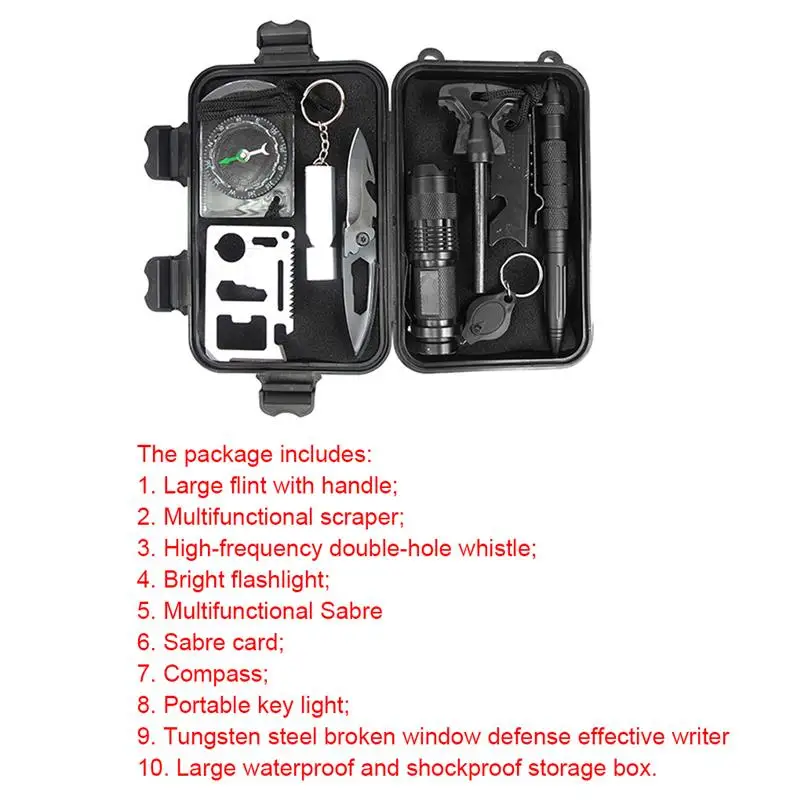 Набор для выживания из 10 предметов миниатюрный набор путешествий и кемпинга