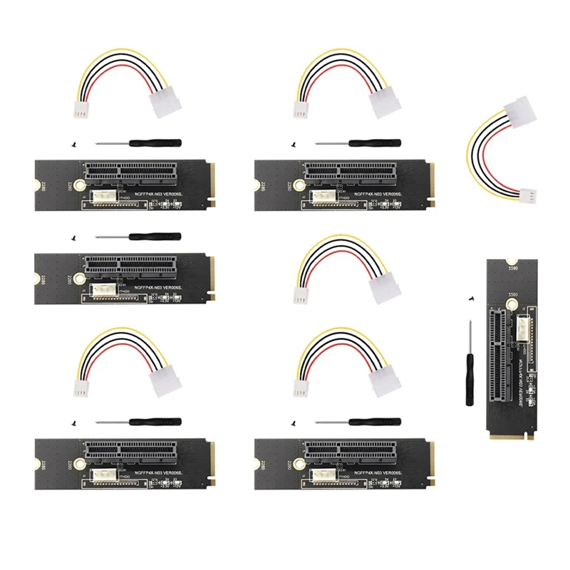 

Переходник NGFF на PCI-E, порт M.2 SSD для PCIE X4, кабель расширения слота карты, большой 4-контактный источник питания, 6 комплектов