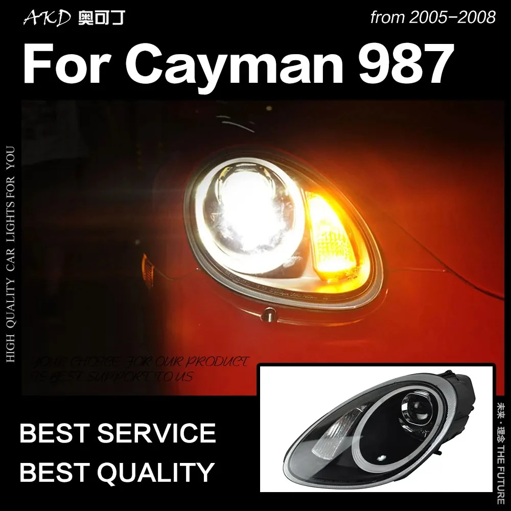 Передняя лампа AKD для Porsche Cayman 987 фары 2005-2008 бокс головного света верхний и нижний