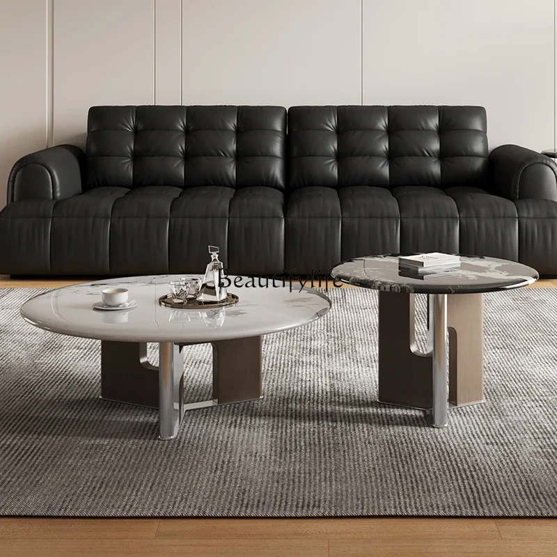 Итальянский светлый роскошный размер круглый журнальный столик минималистичный