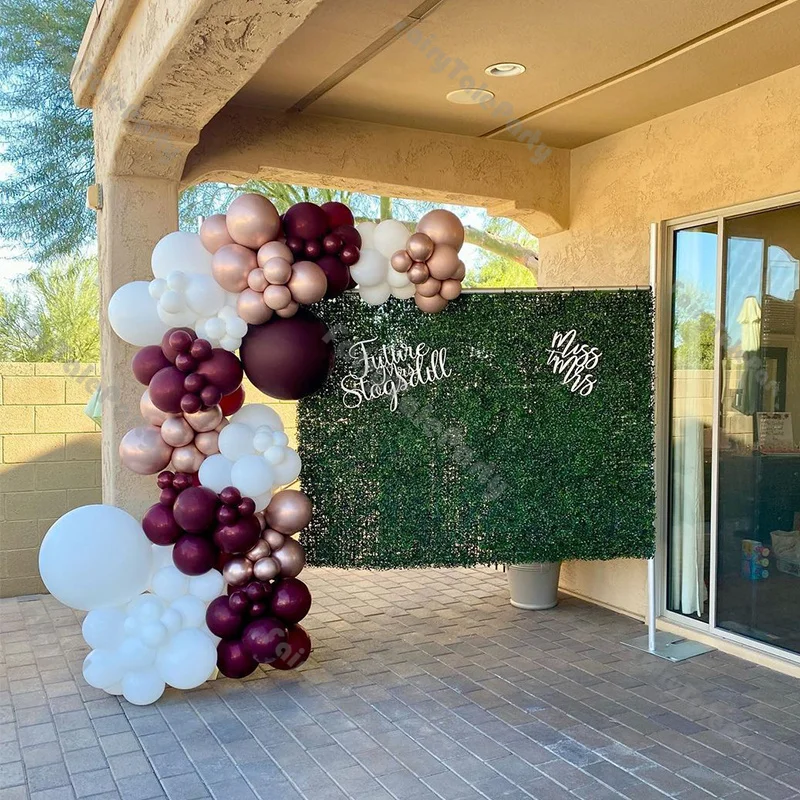 

127pcs Pearl Wine Red Chrome Rose Gold Balloons Garland Matte White Baby Shower Birthday Wedding Anniversary Party Decorations